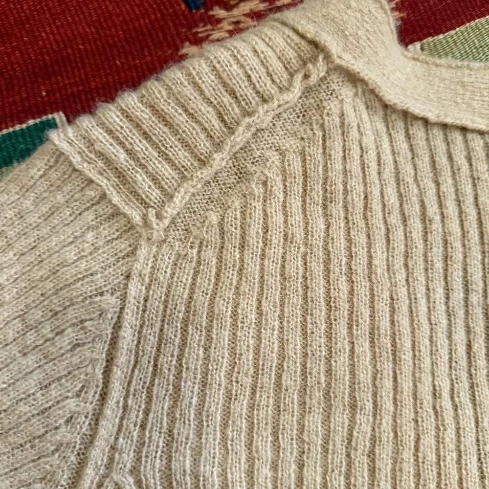 Free People Tan Ribbed MIMOSA CARDIGAN SWEATER